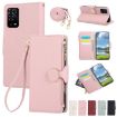 OPPO A55/A54 4G/5G Pink Leather Wallet Phone Case with Strap - 1