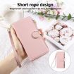 OPPO A3x/A3 5G/4G Pink Leather Wallet Phone Case with Crossbody Strap - 7