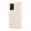 OPPO A16 4G Leather Wallet Phone Case with Crossbody Strap - White - 3