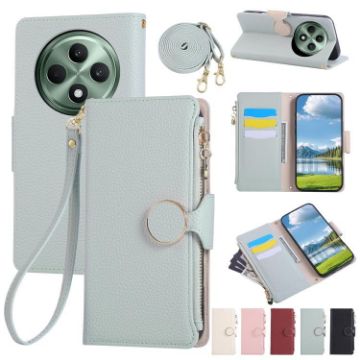 OPPO Reno12 F Sky Blue Leather Wallet Phone Case with Crossbody Strap - 1