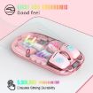 HXSJ T200 Pink Transparent RGB Wireless Mouse - Dual Modes 2.4G BT5.0 - 4