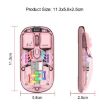 HXSJ T200 Pink Transparent RGB Wireless Mouse - Dual Modes 2.4G BT5.0 - 7