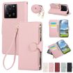 Xiaomi 13T/13T Pro Pink Leather Wallet Phone Case with Crossbody Strap - 1
