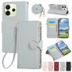 Redmi Note 14 4G Leather Wallet Case with Crossbody Strap - Sky Blue - 1
