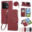 Redmi Note 13 Pro 5G Leather Wallet Case with Crossbody Strap - Red - 1