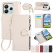 Redmi Note 14 5G Leather Wallet Case with Crossbody Strap - White - 1