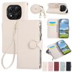 Redmi Note 14 Pro 5G Leather Wallet Case with Crossbody Strap - White - 1