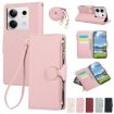 Redmi Note 13 4G Pink Leather Wallet Case with Crossbody Strap - 1