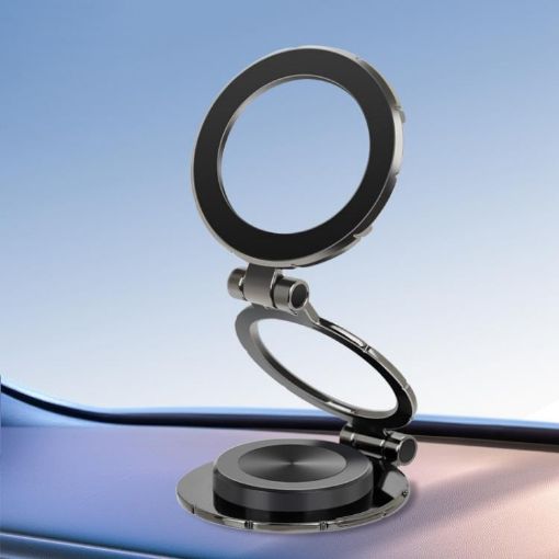 G222 Three-axis Folding MagSafe Car Phone Holder - Gun Metal - 1