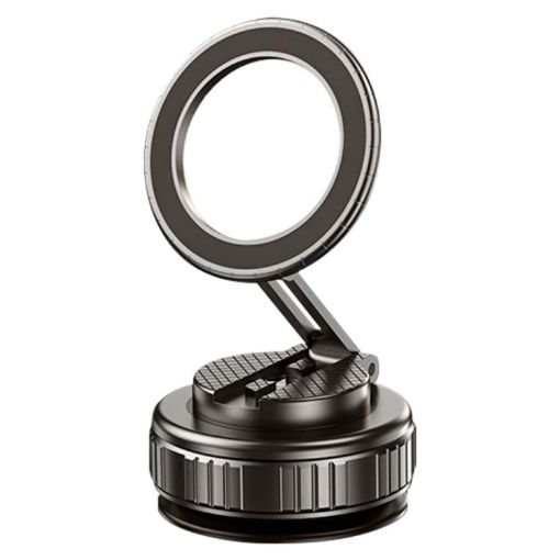 G712 Black Three-axis Folding Magnetic Car Phone Holder with Vacuum Adsorption - 1