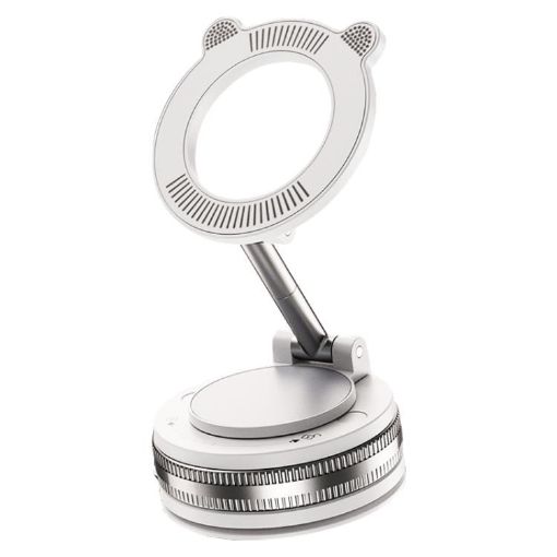 J33 White Magnetic Car Phone Holder with Vacuum Adsorption - 1