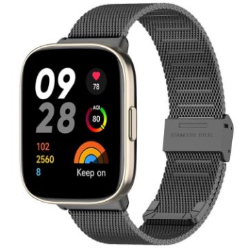 Redmi Watch 3 Metal Steel Mesh Buckle Band - Black - 1