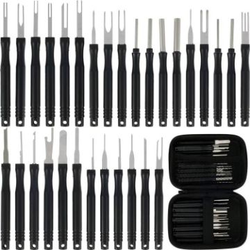 30pcs Car Wire Harness Terminal Pin Removal Tool - Black Long Handle - 1