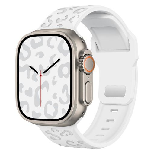 Leopard Silicone Watch Band for Apple Watch 46/49/45/44mm - White Buckle - 1