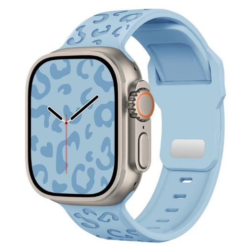 Leopard Silicone Watch Band Light Blue for Apple Watch 46/49/45/44mm - 1
