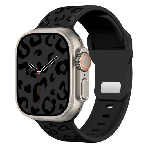 Leopard Silicone Watch Band for Apple Watch 42/41/40/38mm - Black Buckle - 1