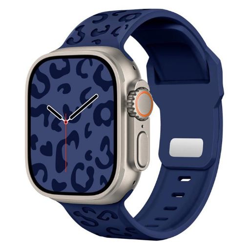 Leopard Silicone Watch Band for Apple Watch 42/41/40/38mm - Midnight Blue - 1