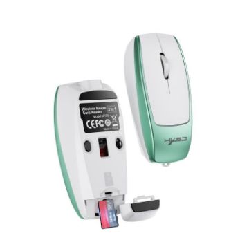 HXSJ M109 Mini Wireless Mouse, 3D Right, TF Card Reader, 4D Mute, Green - 1