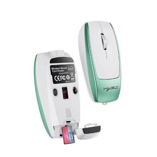 HXSJ M109 Mini Wireless Mouse, 3D Right, TF Card Reader, 4D Mute, Green - 1