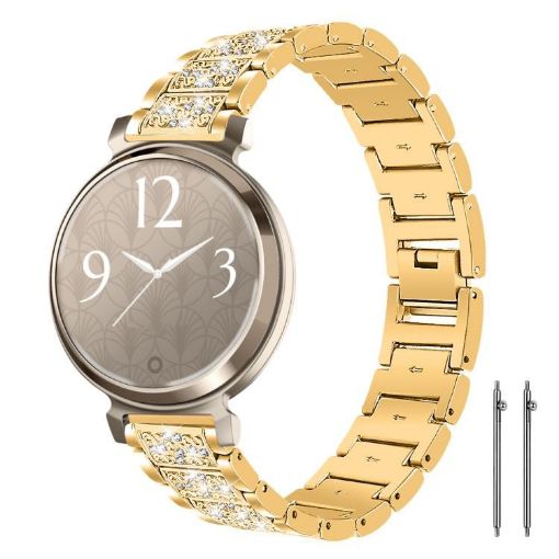 14mm Gold Steel Watch Band for Garmin Lily with Diamond Jewelry - 1