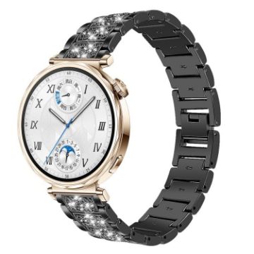 18mm Black Diamond Steel Watch Band for Huawei GT5/GT4 41mm/OPPO X2 Mini - 1