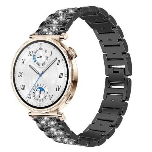 18mm Black Diamond Steel Watch Band for Huawei GT5/GT4 41mm/OPPO X2 Mini - 1