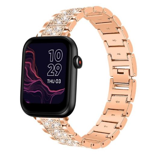 Ticwatch GTH/E3/E2 20mm Rose Gold Diamond Steel Watch Band - 1