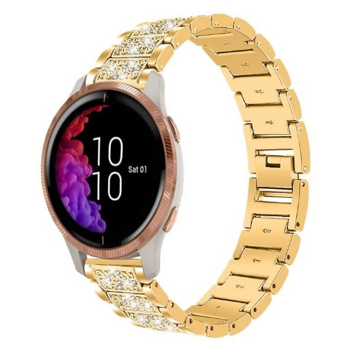 20mm Gold Diamond Jewelry Steel Watch Band for Garmin Venu 2/Sq2/Sq - 1