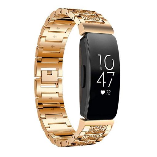 Fitbit Inspire 2/Ace 3 Rose Gold Diamond Stainless Steel Watch Band - 1