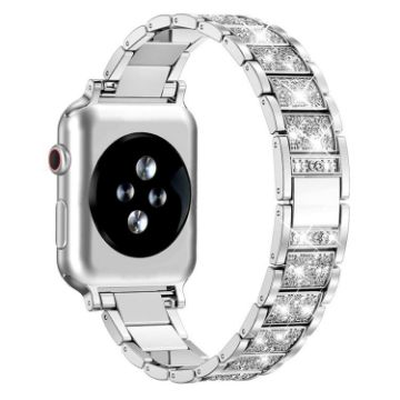 Apple Watch 42-49mm Diamond Jewelry Stainless Steel Band (Silver) - 1