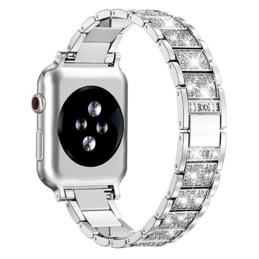 Apple Watch 42-49mm Diamond Jewelry Stainless Steel Band (Silver) - 1