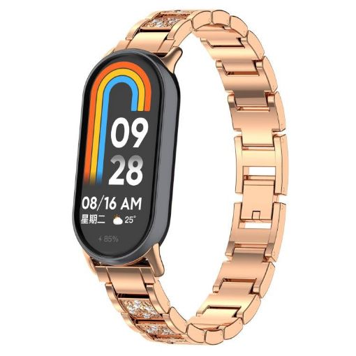 Xiaomi Smart Band 10/9/8/NFC Diamond Stainless Steel Watch Band Rose Gold - 1