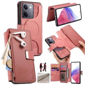 Vivo Y300+/Y200 Pro Pink Leather MagSafe RFID Wallet Phone Case - 1