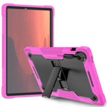 Samsung Galaxy Tab S10 FE+ Shockproof Silicone Hybrid Case Black Rose Red - 1