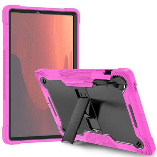 Samsung Galaxy Tab S10 FE+ Shockproof Silicone Hybrid Case Black Rose Red - 1