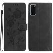 Samsung Galaxy S20 5G Black Leather Case with Rose Flower Embossing - 1