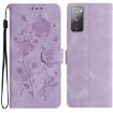 Samsung Galaxy S20 FE 5G Leather Case Rose Flower Emboss Light Purple - 1