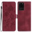 Samsung Galaxy S20 Ultra 5G Red Rose Embossed Leather Phone Case - 1