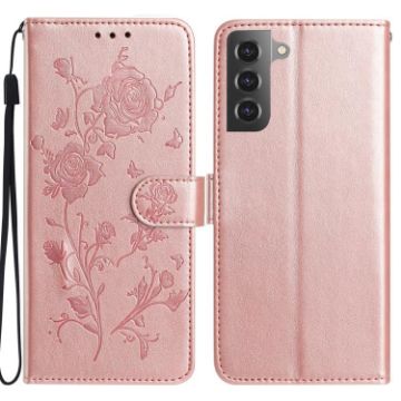 Samsung Galaxy S21 5G Rose Flower Embossed Leather Case Rose Gold - 1