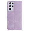 Samsung Galaxy S21 Ultra 5G Light Purple Rose Embossed Leather Case - 3