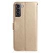Samsung Galaxy S22 5G Gold Rose Flower Embossed Leather Phone Case - 2