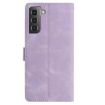Samsung Galaxy S22+ 5G Light Purple Rose Embossed Leather Case - 3