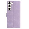 Samsung Galaxy S23 5G Light Purple Rose Embossed Leather Case - 3