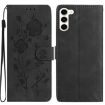 Samsung Galaxy S23+ 5G Black Leather Case with Rose Flower Embossing - 1