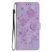Samsung Galaxy S24 5G Light Purple Rose Embossed Leather Phone Case - 2