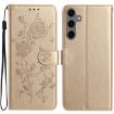 Samsung Galaxy S24+ 5G Gold Rose Flower Embossed Leather Case - 1