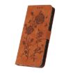 Samsung Galaxy S24 Ultra 5G Leather Case, Rose Embossed Pattern, Brown - 5
