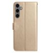 Samsung Galaxy S25 5G Gold Rose Flower Embossed Leather Phone Case - 2