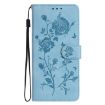 Samsung Galaxy S25 5G Sky Blue Rose Embossed Leather Phone Case - 2