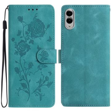 Samsung Galaxy S25 Edge 5G Green Rose Embossed Leather Phone Case - 1